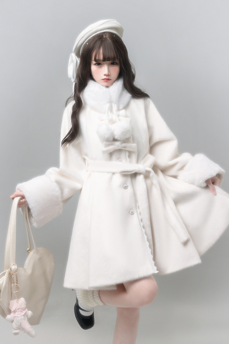 White Japanese Style Cape Coat