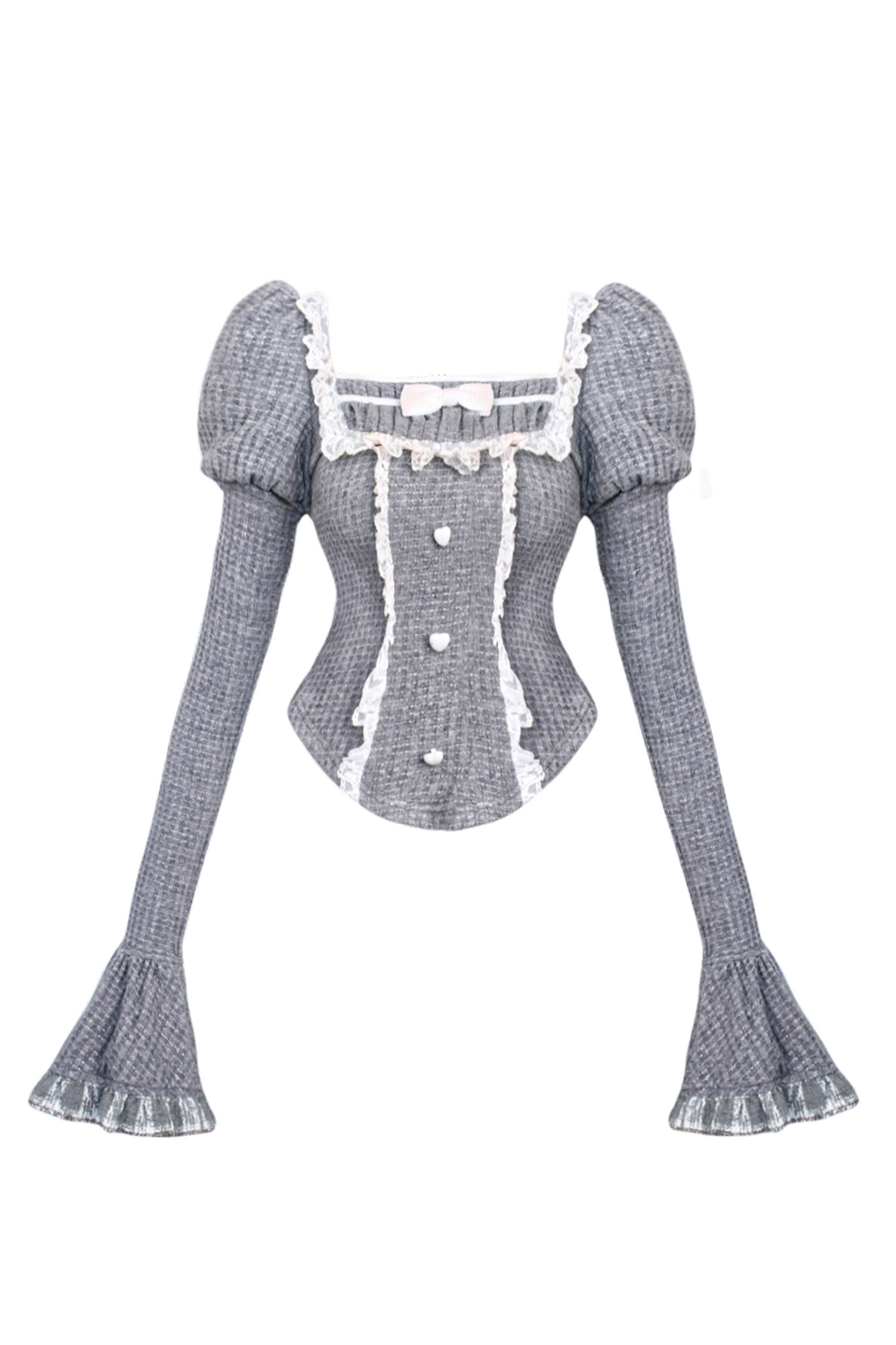 Puff Sleeve Top + Kitten Embroidered Apron + Tiered Skirt