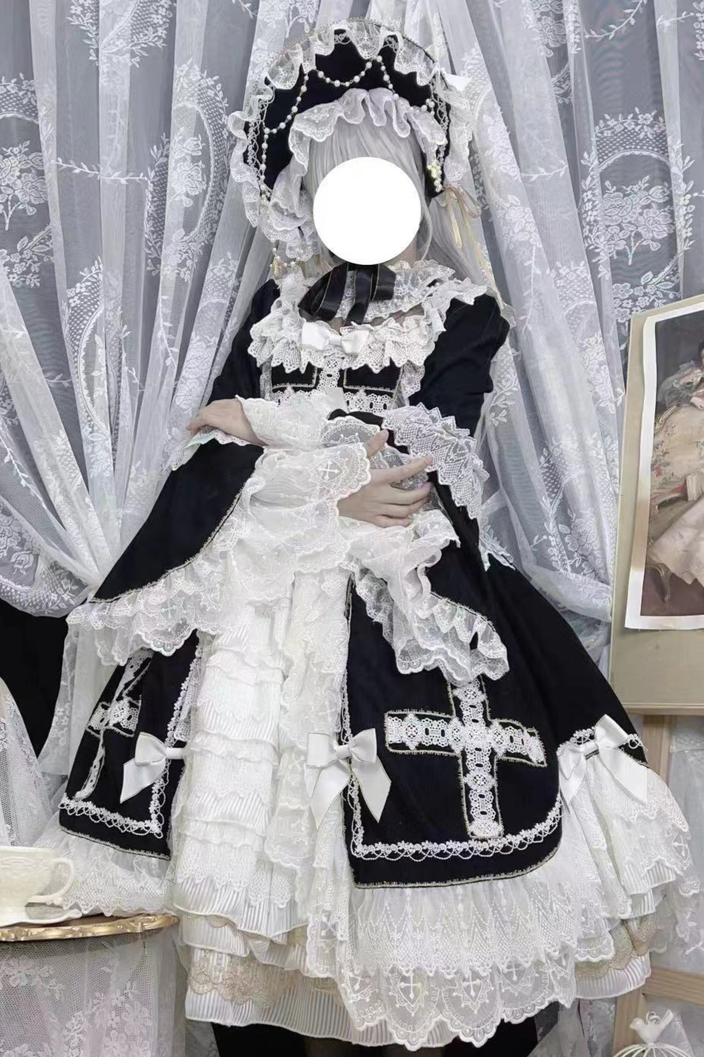 Gothic Doll Lace Dress + Bonnet