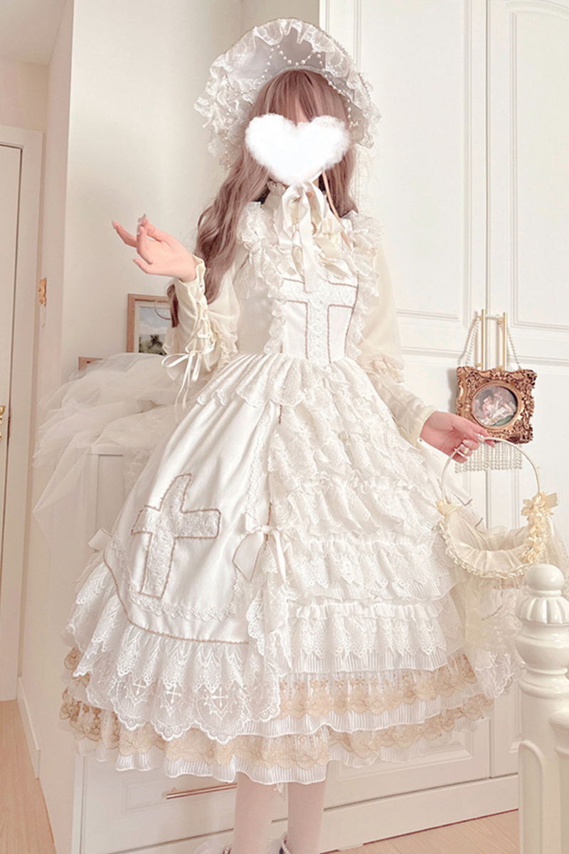 Angel Candy Friedall Flower Wedding Dress + Shawl + Bonnet