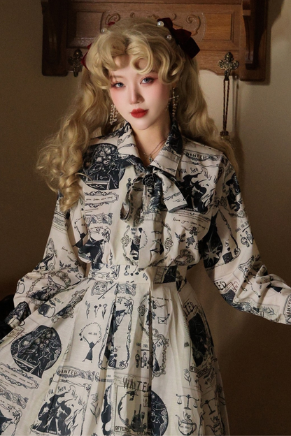 Lantern Sleeve Ribbon Handsome Blouse
