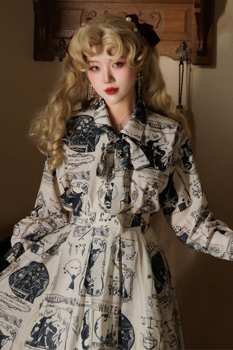 Lantern Sleeve Ribbon Handsome Blouse