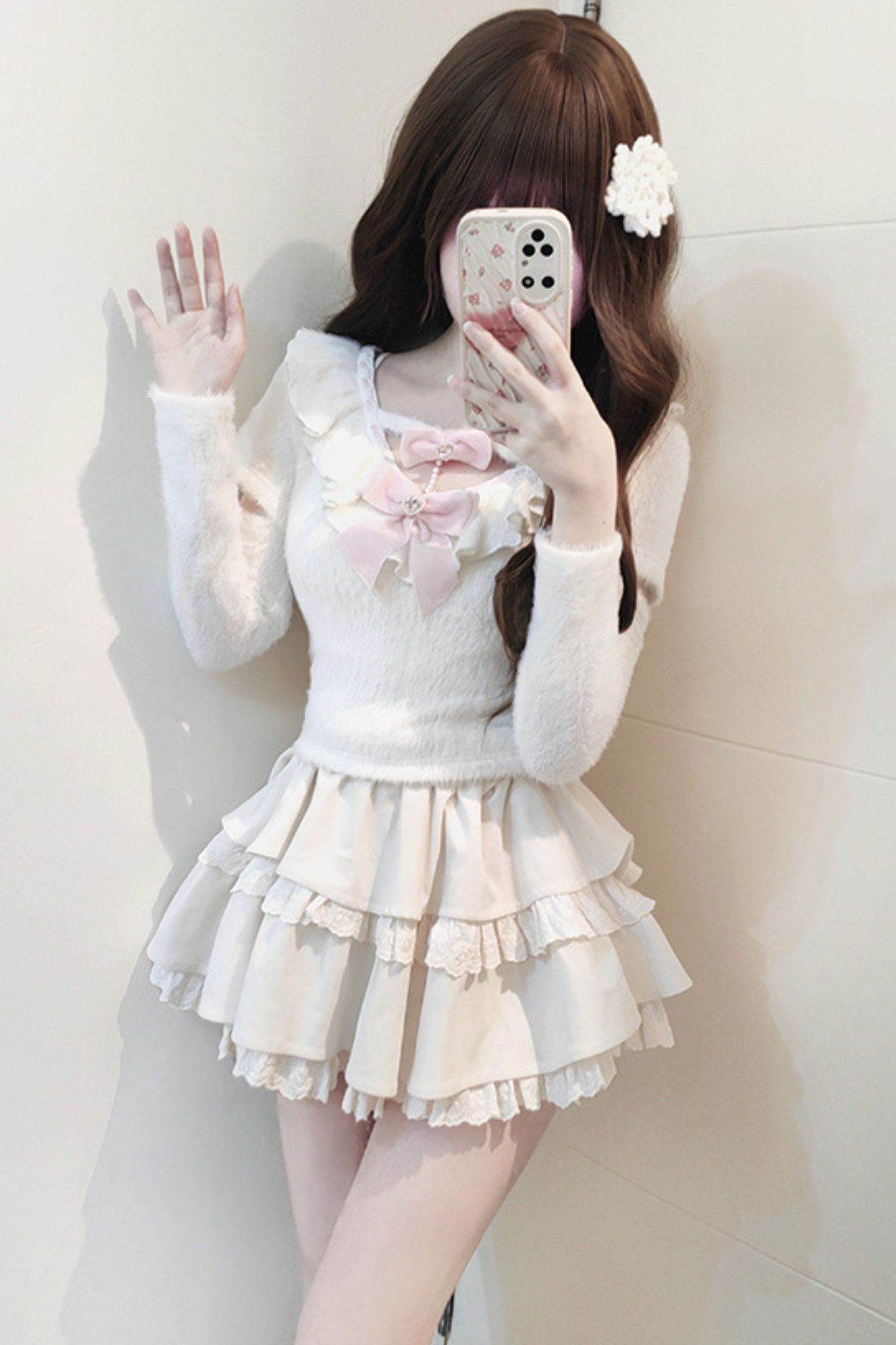 Sweet Girly Ribbon Top + Tiered Skirt