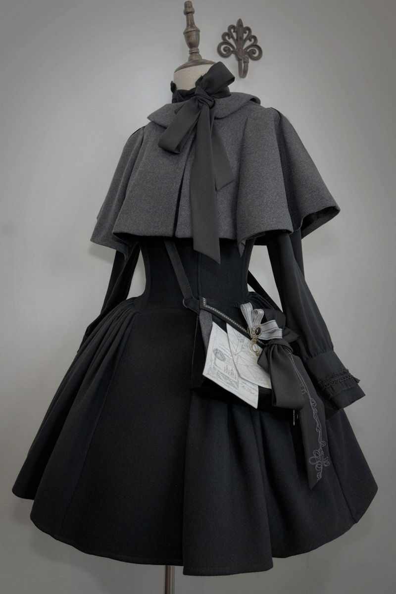 British Detective Lolita Coat + Cape + Skirt + Shirt + Bag + Brooch + Hat + Beret + Necklace