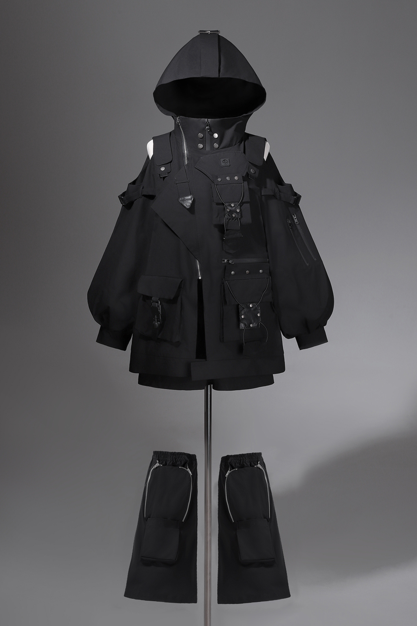 Dark Hooded Jacket + Shorts + Leg Covers