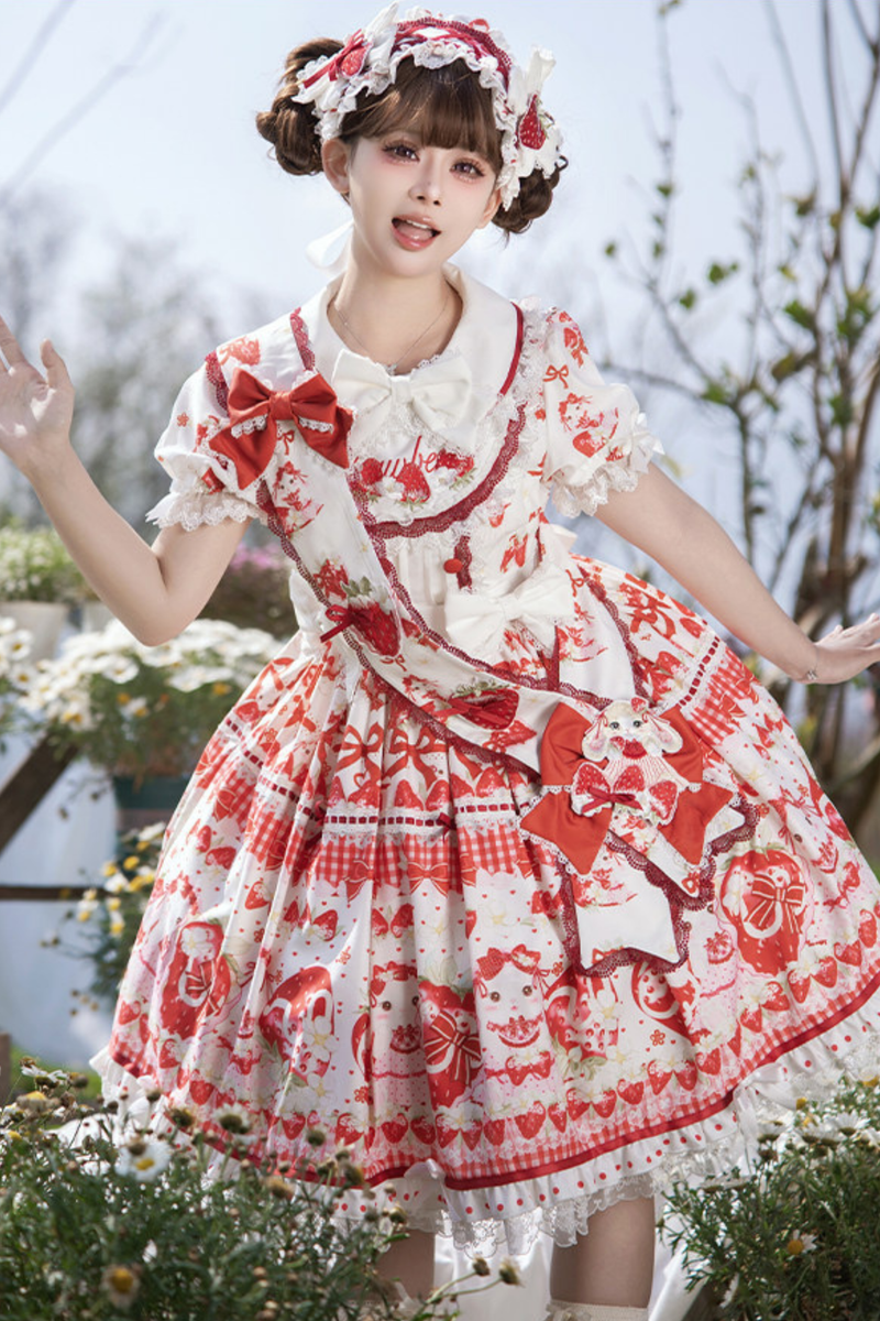 Red Berry Lolita Dress + Ribbon + Headband