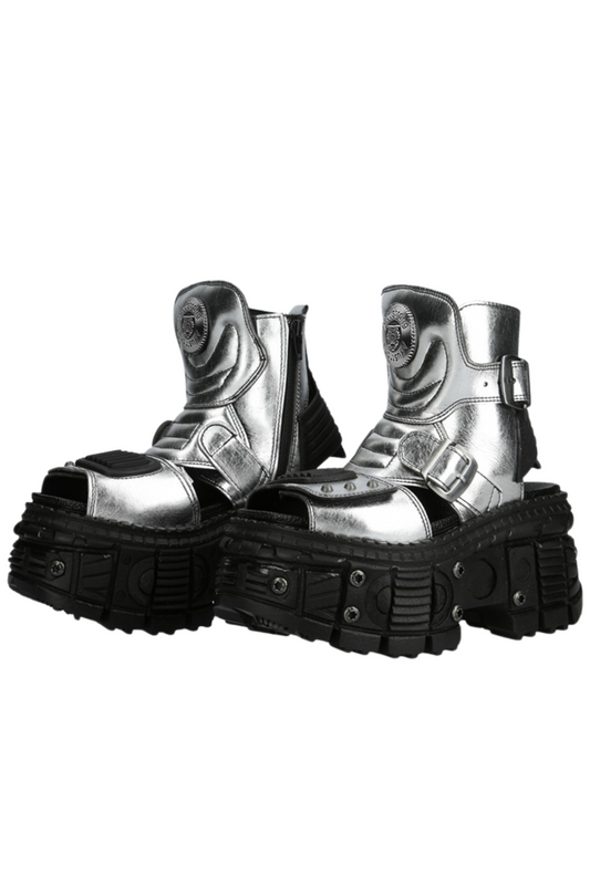 Silver Black Mode Dark Boots