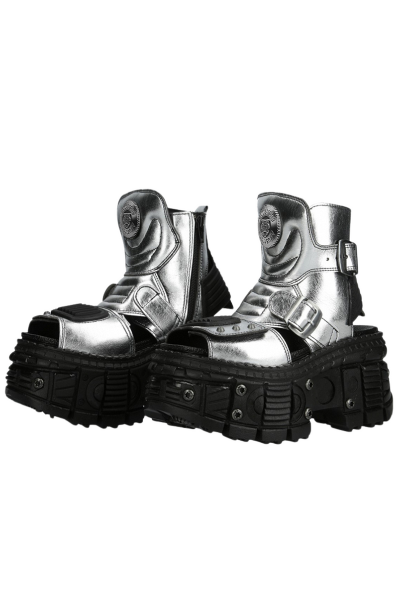 Silver Black Mode Dark Boots