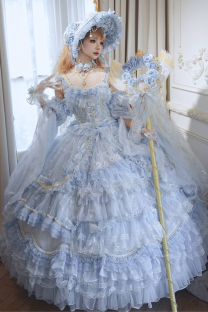 Ice Blue Princess Lolita Long Dress