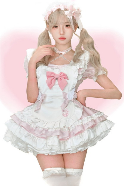 Sweet Girly Dress + Ribbon Apron + Inner Skirt
