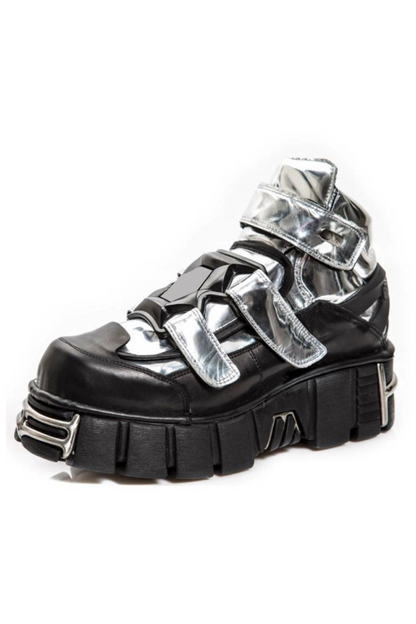 Dark Silver Design High-top Shoes