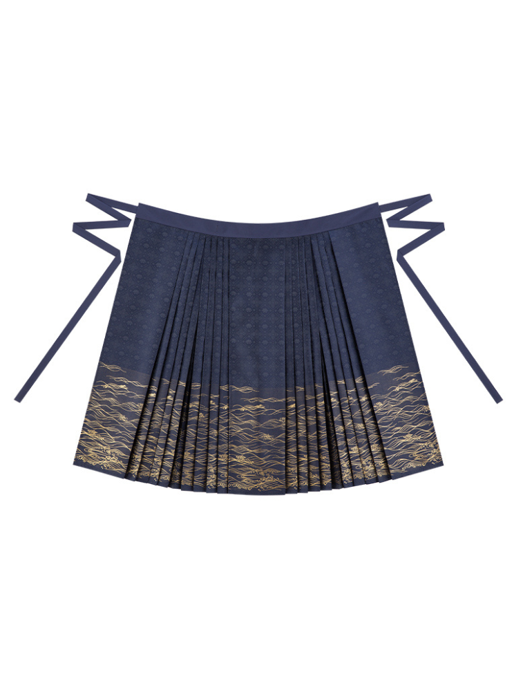 Chinese Volume Sleeve Shirt + Moonlit Sea Skirt [gold / Silver]