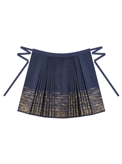 Chinese Volume Sleeve Shirt + Moonlit Sea Skirt [gold / Silver]