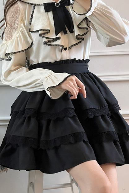 Jirai Sailor Ribbon Top + Ruffle Skirt
