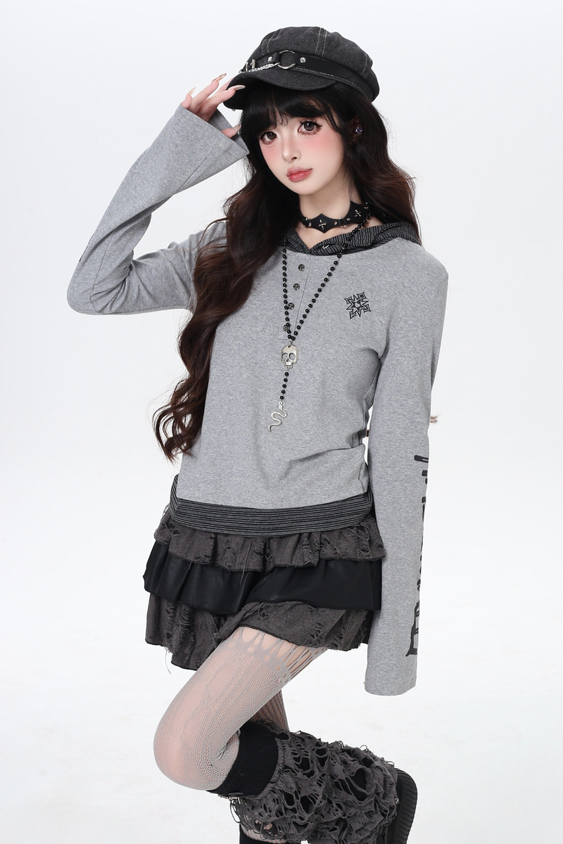 Gothic Arm Design Hoodie Top