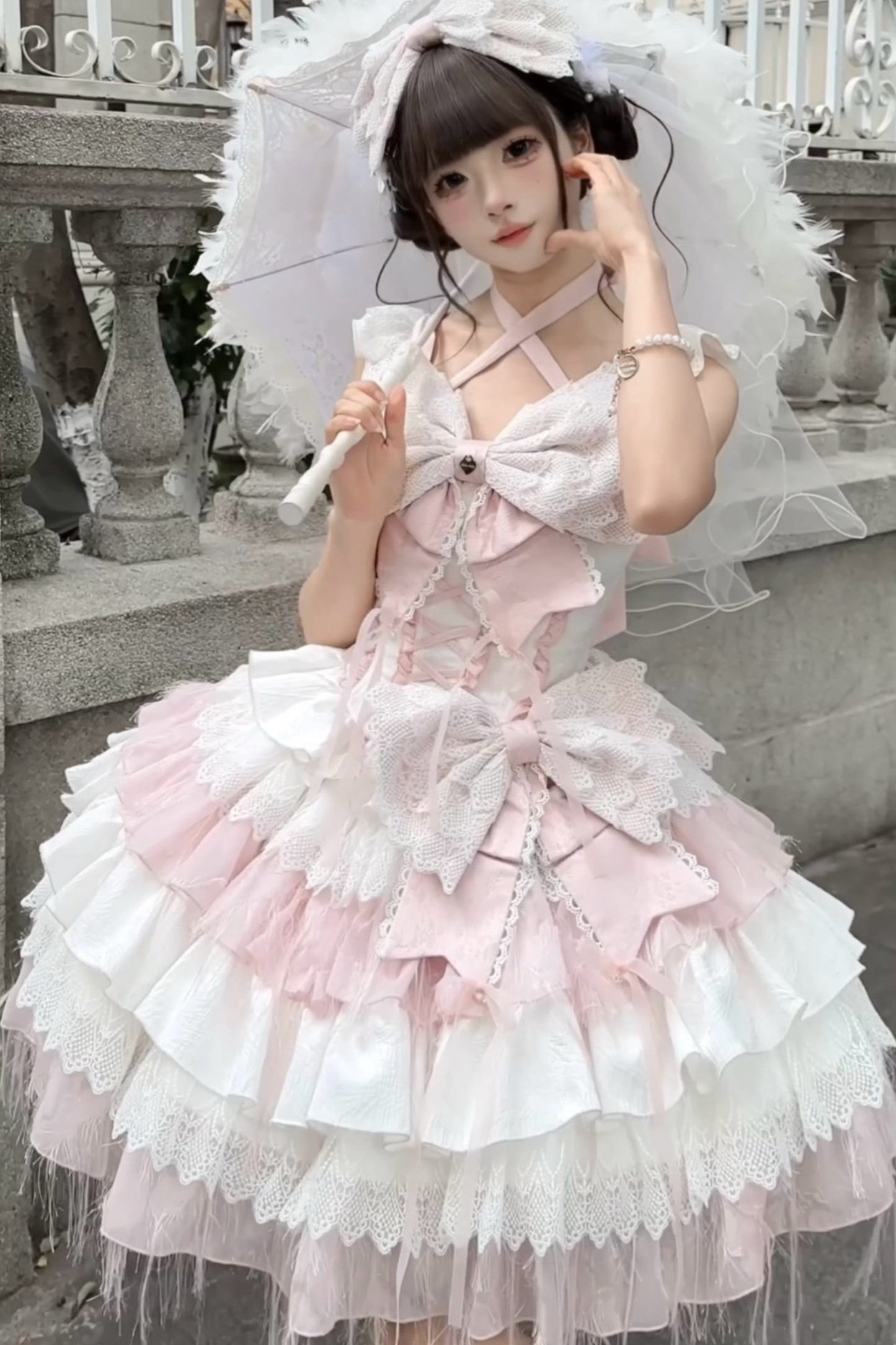 Angel Princess Jumper Skirt + Top + Veil + Hat + Hairband