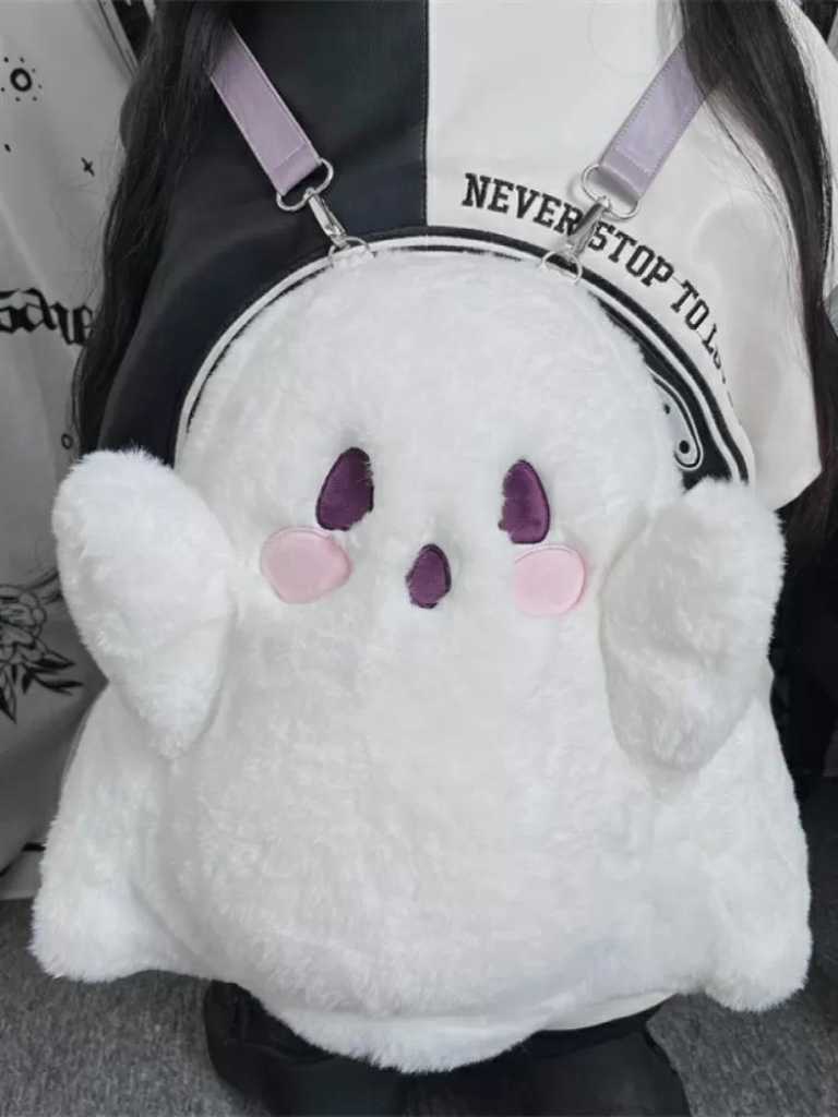 Fluffy White Ghost Backpack