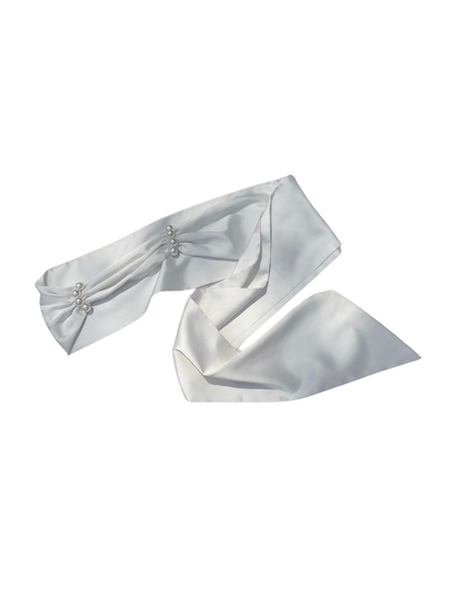 [pre-order] Black Square Collar French Retro Dress + Waist Ribbon + Black Ribbon Headband + Pearl Necklace