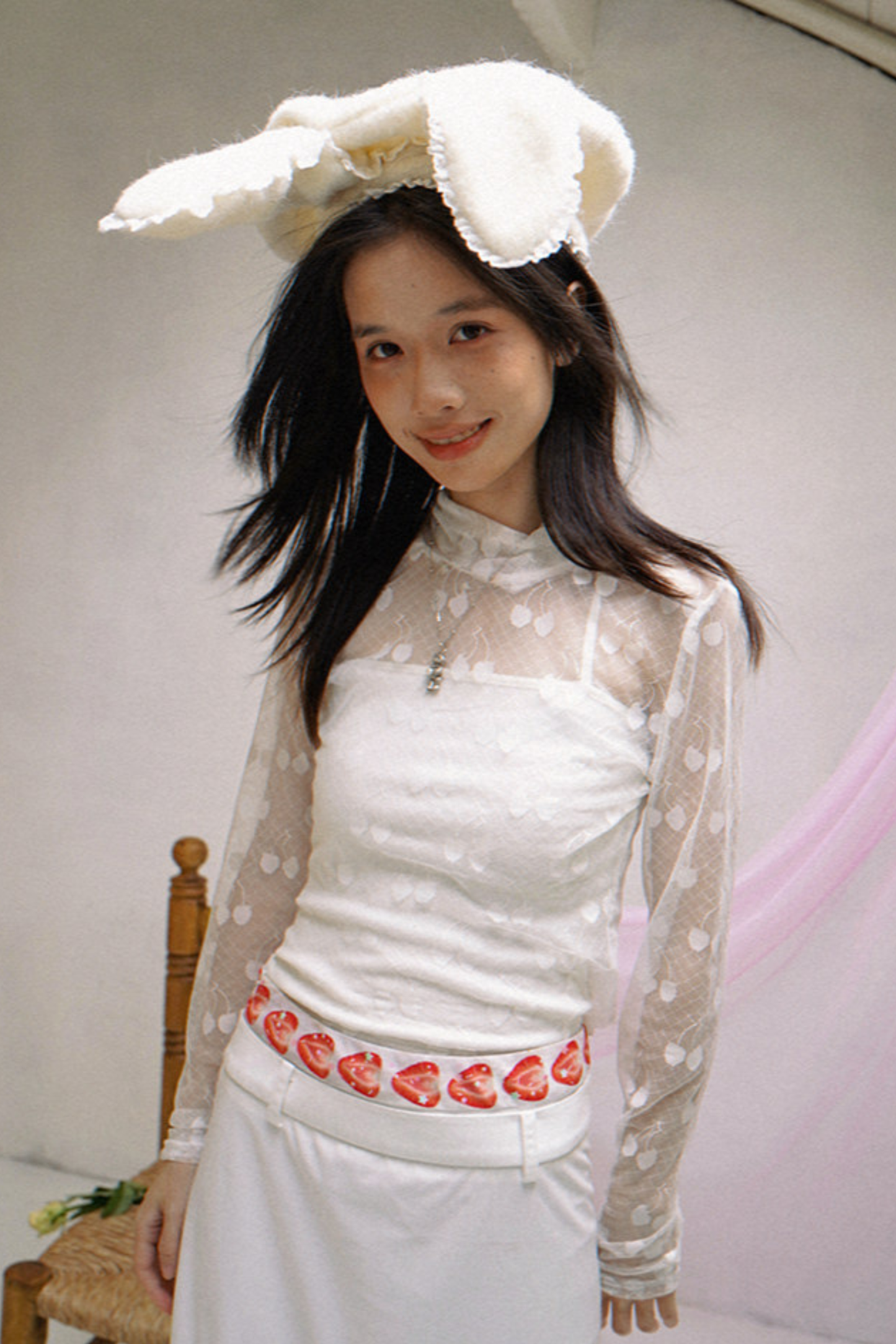 Cherry Sheer Turtleneck Top