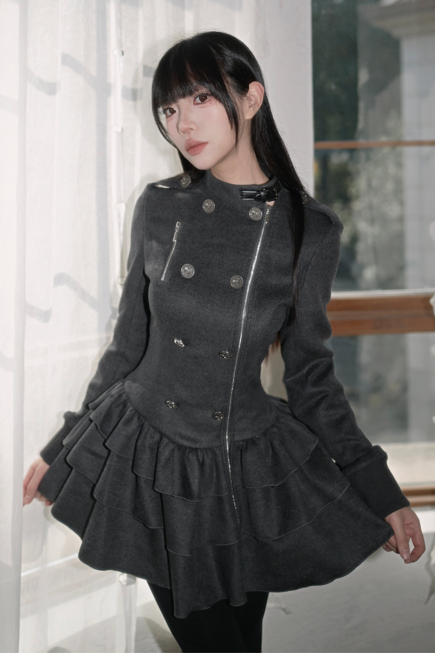 Gothic Ruffle Tiered Dress