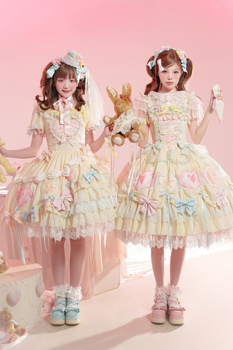 [pre-order] Slice Cake Lolita Dress + Jumper Skirt + Headband + Clip + Hat