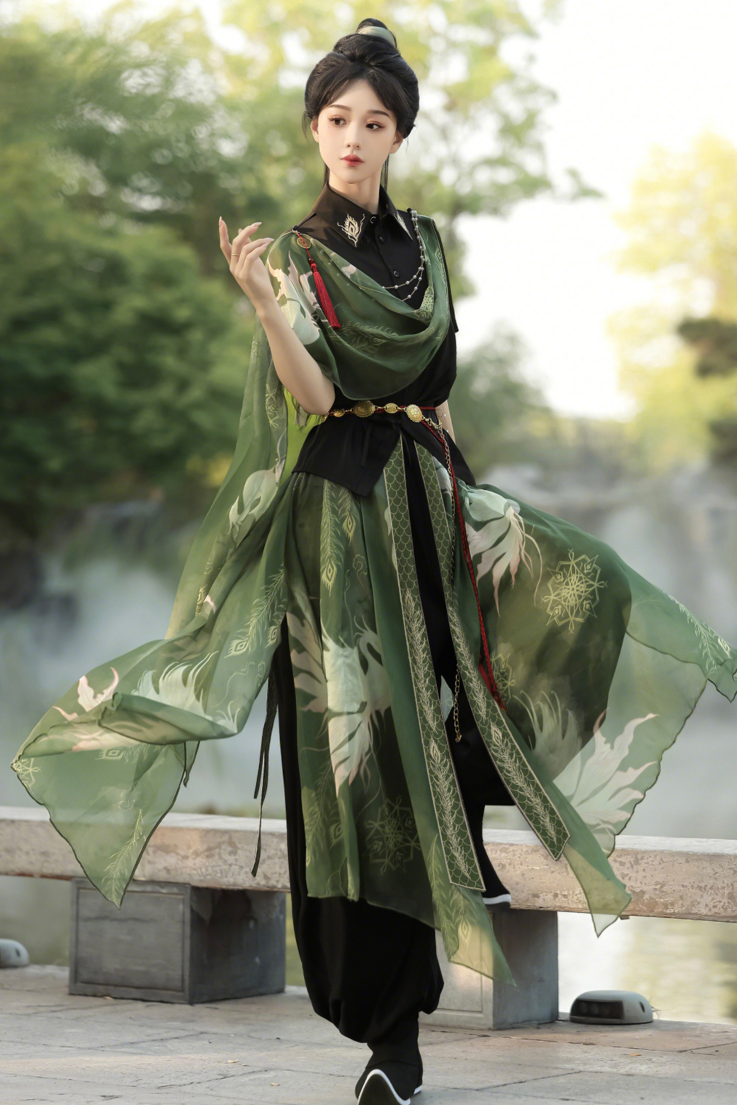 Neverless Island Chinese-style Top + Balloon Pants