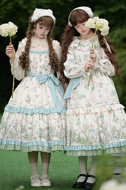 [pre-order] Forest Flower Dress + Suspender Skirt + Blouse + Cardigan + Scarf