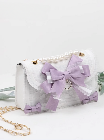 White Pearl Girly Lace Design Bag