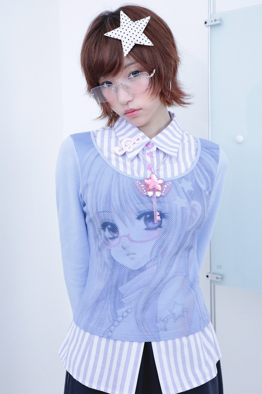 Anime Girl Striped Two Piece Top