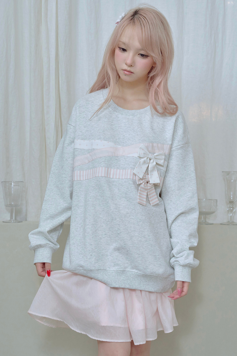 Ribbon Pullover Sweatshirt