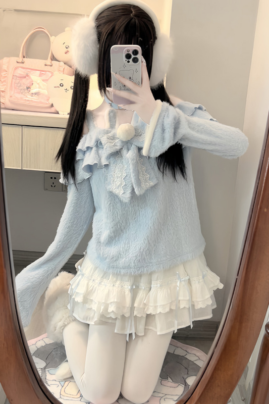Ice Blue Ruffle Top + Ruffle Skirt