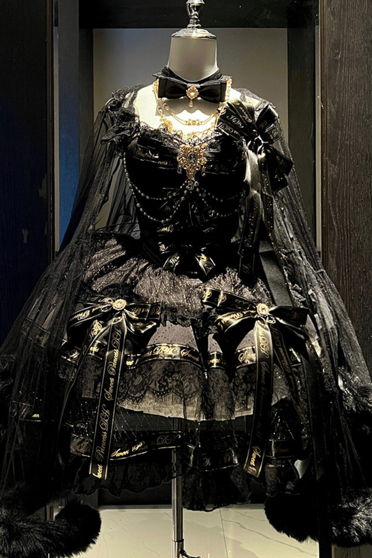 Golden Gothic Dress + Choker + Sleeve + Badge