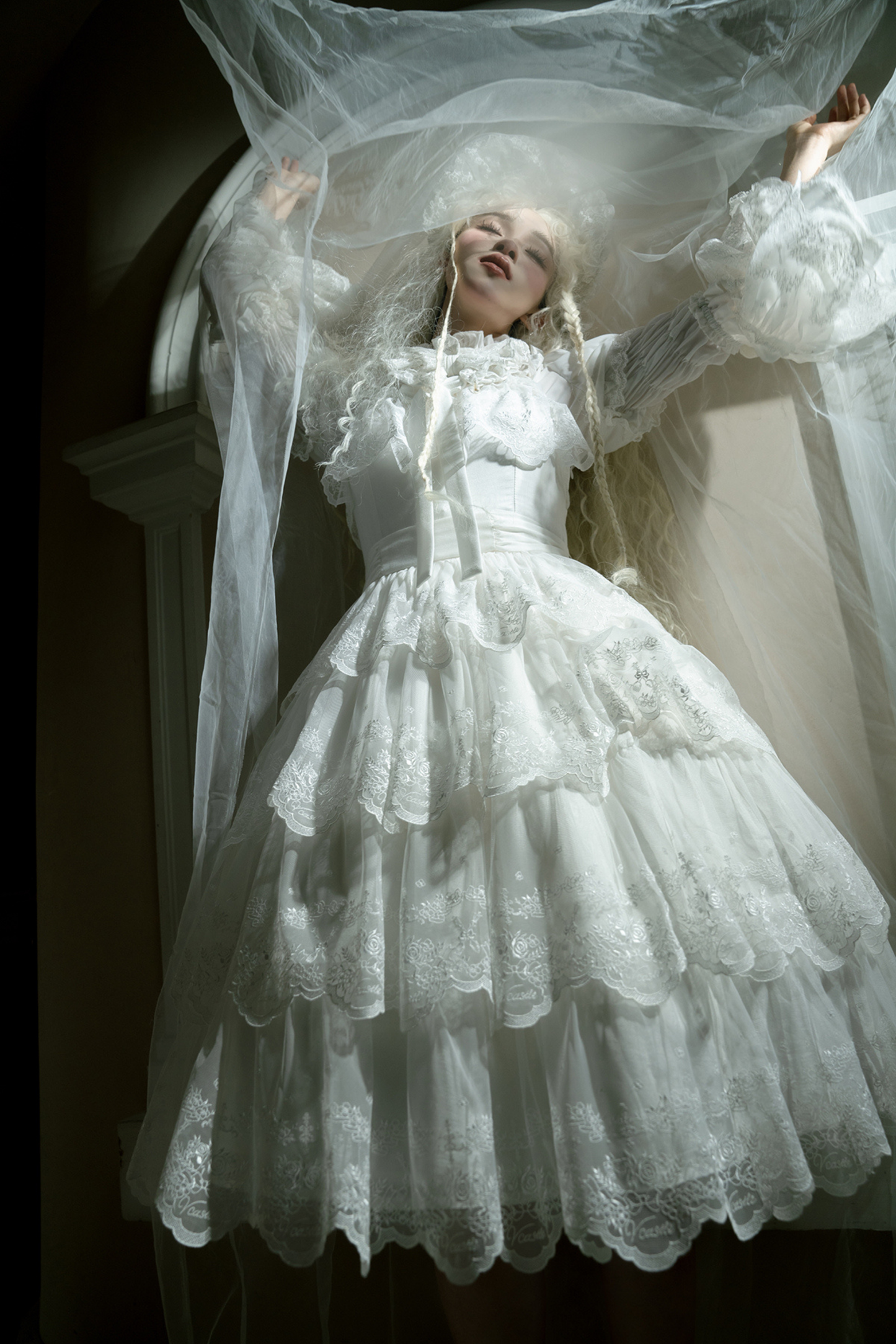 Flower Banquet Princess Sleeve Shirt + Ruffle Lolita Dress