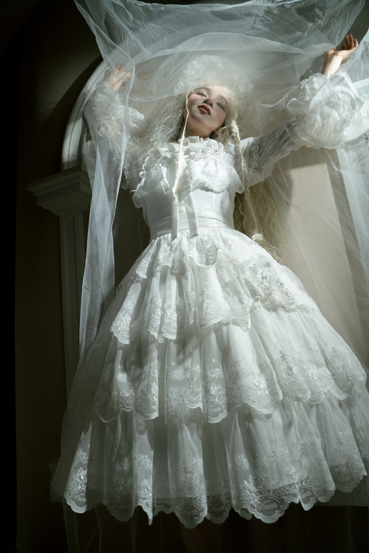 Flower Banquet Princess Sleeve Shirt + Ruffle Lolita Dress
