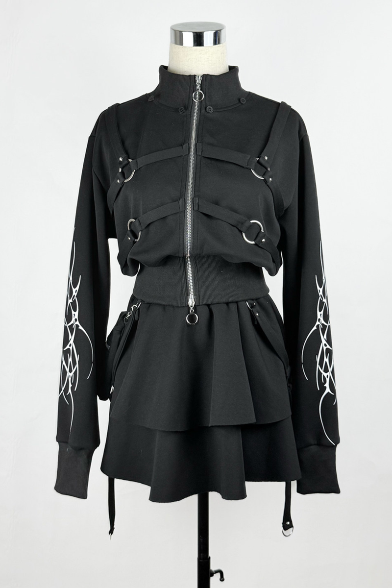 Gothic Print Jacket + Skirt