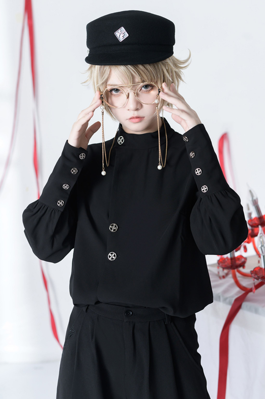 Retro Mode Stand Collar Blouse