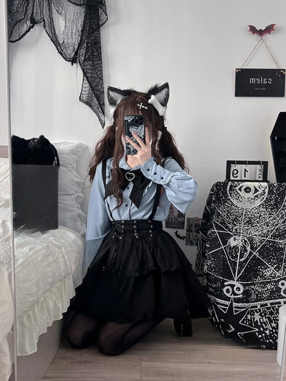 Jirai Blouse + Suspender Skirt Set