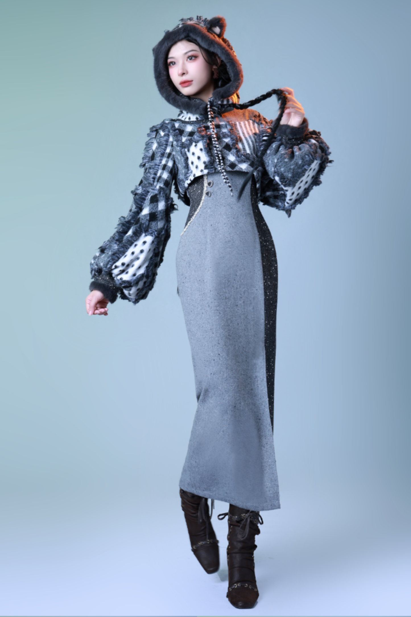 Check Design Mode Chinese Dress