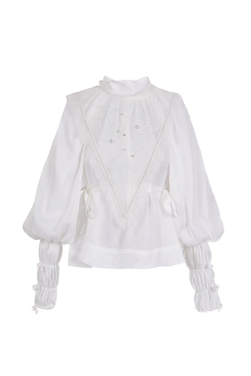 Spider Web French Blouse + Long Skirt