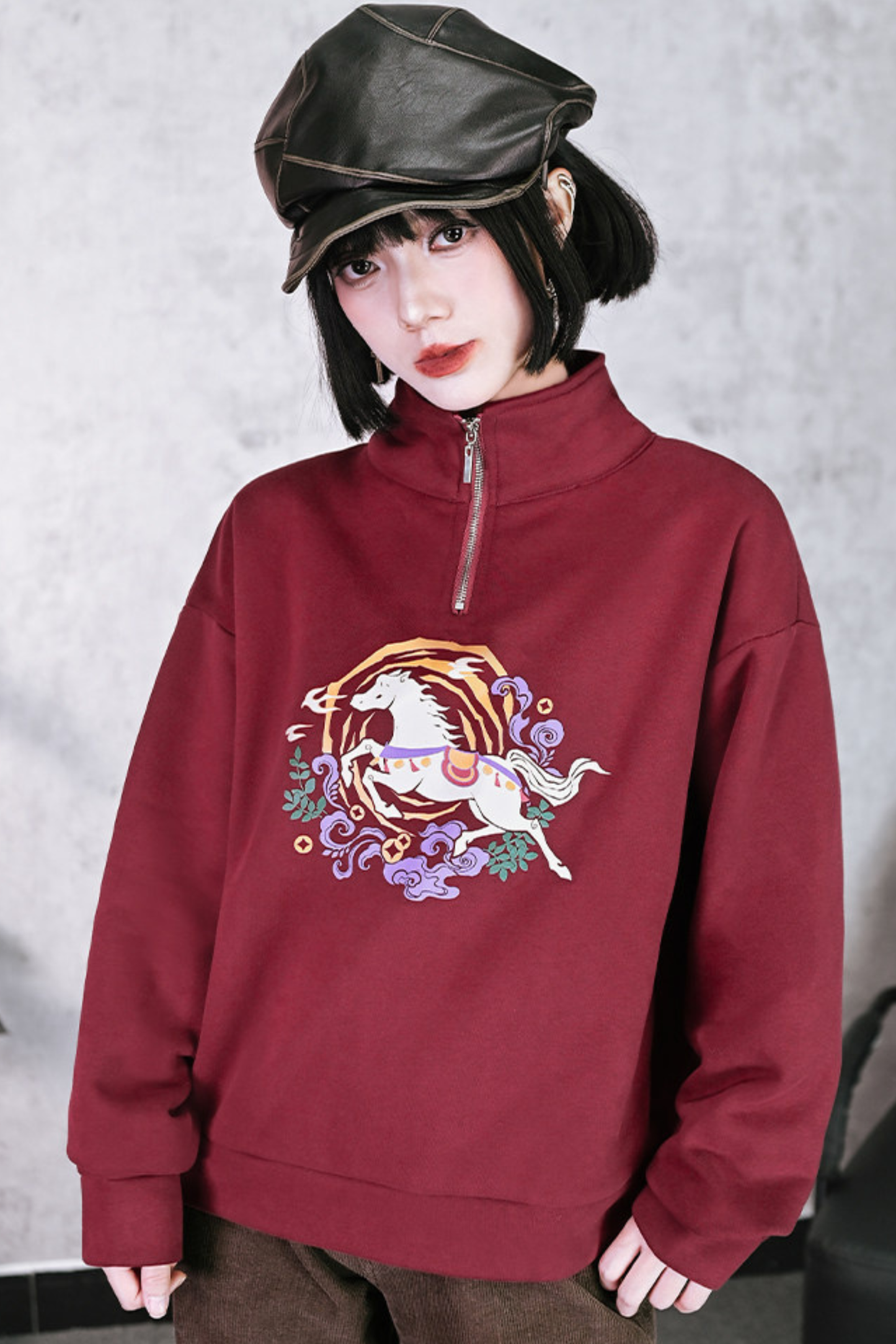 Retro Chinese-style Mode Zip Neck Top