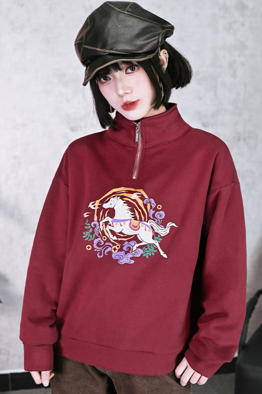 Retro Chinese-style Mode Zip Neck Top
