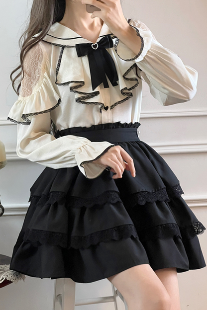 Jirai Sailor Ribbon Top + Ruffle Skirt