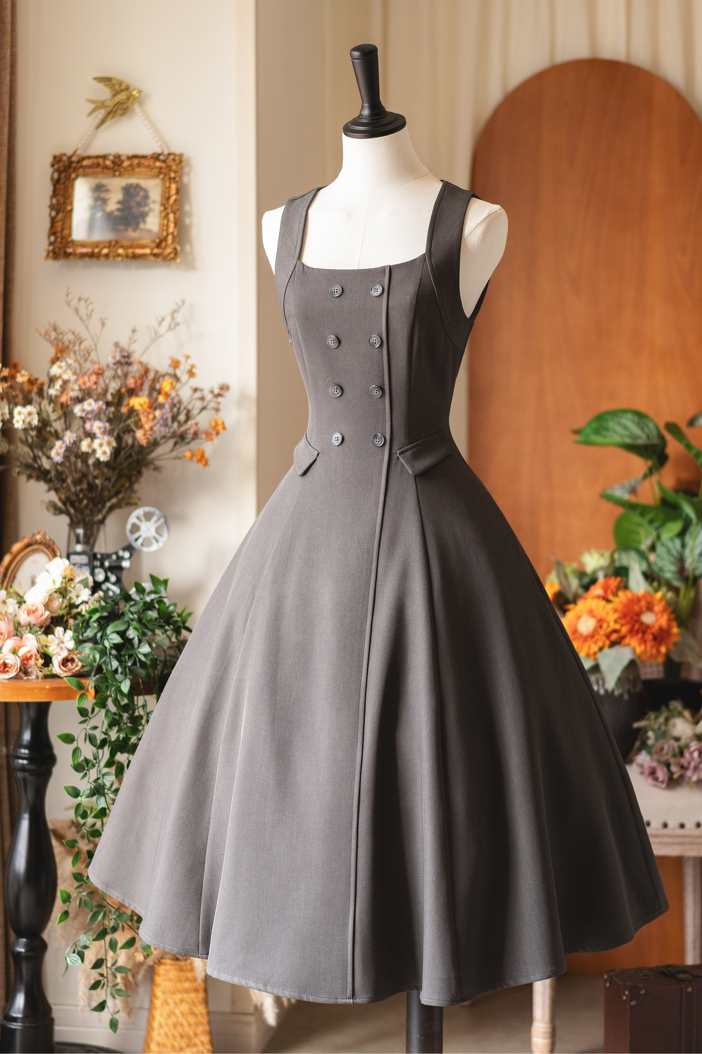 British Style Retro Sleeveless Dress