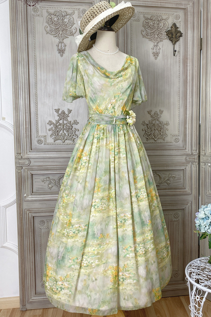 Marble Resort Chiffon Print Dress