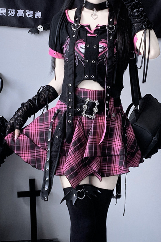 Subculture Rock Top + Plaid Skirt