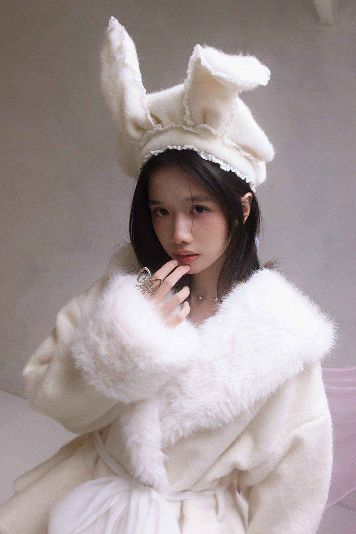 Lace Rabbit Ears Beret