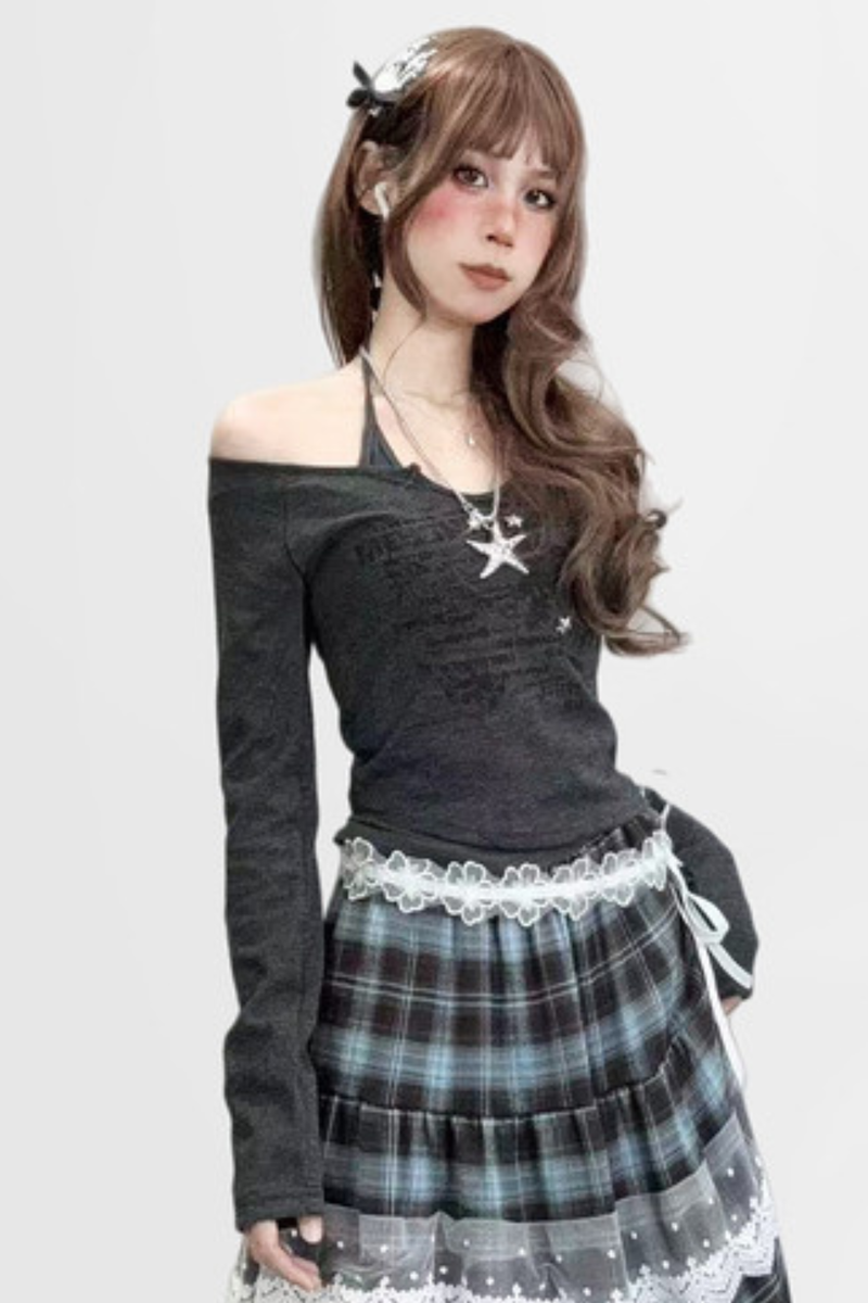 Y2k Off Shoulder Neck Design Top