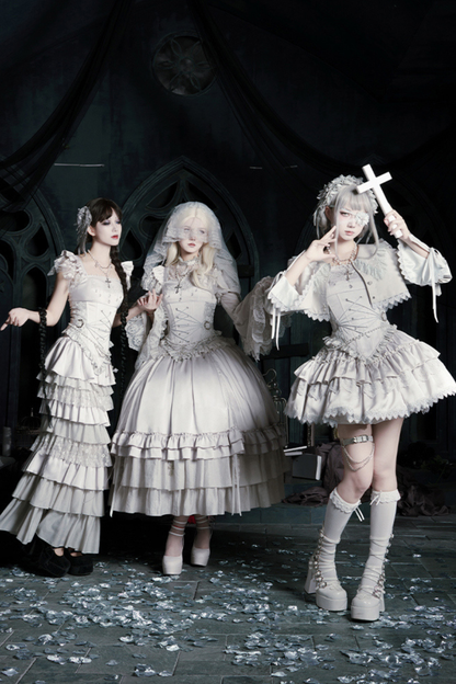 Gothic Lolita Skirt + Corset + Veil + Necklace + Waist Chain