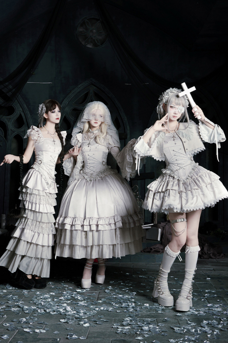 Gothic Lolita Skirt + Corset + Veil + Necklace + Waist Chain