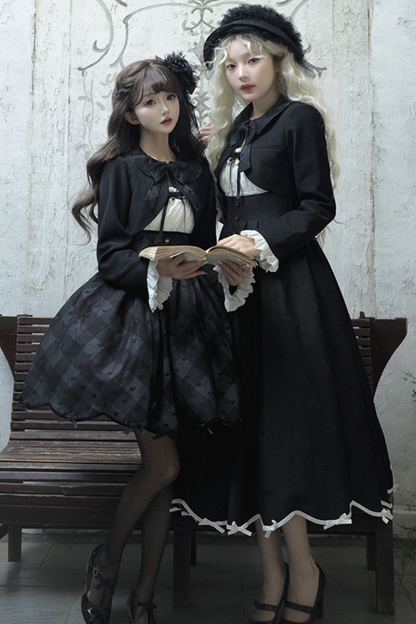 Silent Black Lady Lolita Princess Jumperskirt + Cropped Top